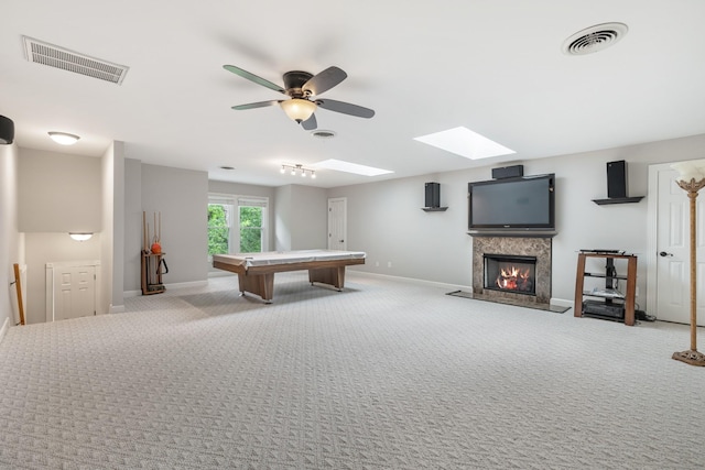 1010 Saint Blaise Trl, Gallatin, TN 37066 - playroom featuring baseboards, carpet, a warm lit fireplace, and a ceiling fan