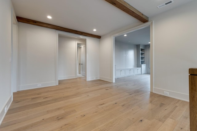 2756 Otterham Dr, Thompsons Station, TN 37179 - unfurnished room featuring beam ceiling, light wood-type flooring, recessed lighting, and baseboards