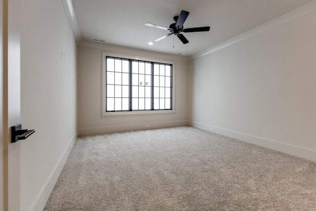 2756 Otterham Dr, Thompsons Station, TN 37179 - spare room with carpet, ornamental molding, baseboards, and a ceiling fan