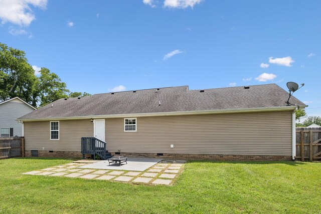 1006 Aretha Dr, Murfreesboro, TN 37128 - back of house featuring crawl space, a patio, and roof with shingles