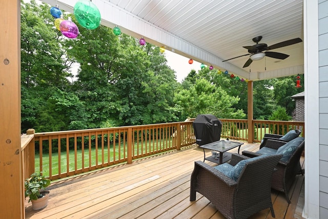 146 Monarchos Dr, Gallatin, TN 37066 - wooden terrace featuring ceiling fan and grilling area