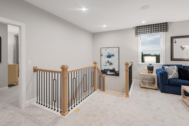 1069 Sycamore Ests, Nashville, TN 37211 - hallway featuring an upstairs landing, carpet, baseboards, and recessed lighting