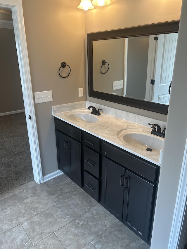 1370 Millet Dr, Clarksville, TN 37040 - full bathroom featuring double vanity and baseboards