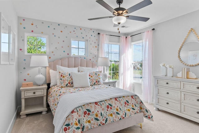 2481H Hamilton Ln, Lebanon, TN 37087 - bedroom with light carpet, baseboards, and ceiling fan