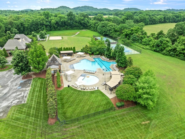 3368 Vinemont Dr, Thompsons Station, TN 37179 - drone / aerial view of a pool area and a forest