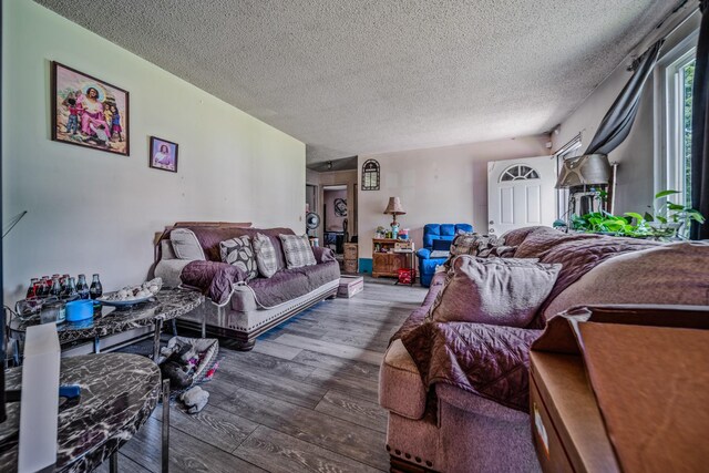 3846 Saunders Ave, Nashville, TN 37216 - living area featuring wood finished floors and a textured ceiling
