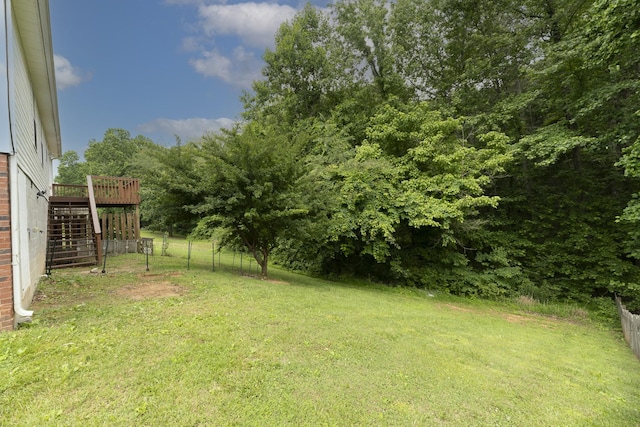 1036 Woodbrier Ln, Greenbrier, TN 37073 - view of yard featuring stairway and a wooden deck