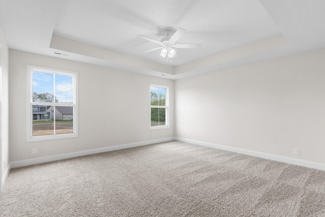 1013 Cherry Acres Dr, Clarksville, TN 37042 - carpeted spare room with a tray ceiling, a ceiling fan, and baseboards
