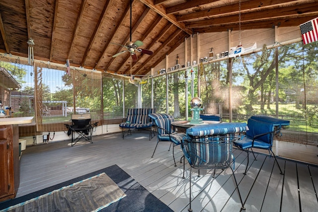 412 Benton Ln, Franklin, TN 37067 - sunroom with vaulted ceiling, a ceiling fan, and healthy amount of natural light