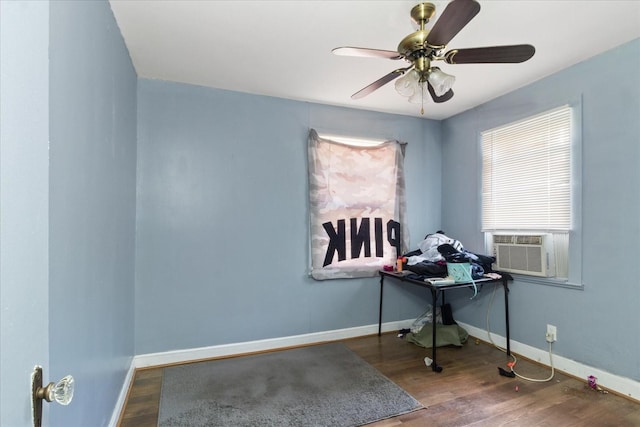 525 Maple St, Lewisburg, TN 37091 - office space featuring wood finished floors, baseboards, a ceiling fan, and cooling unit