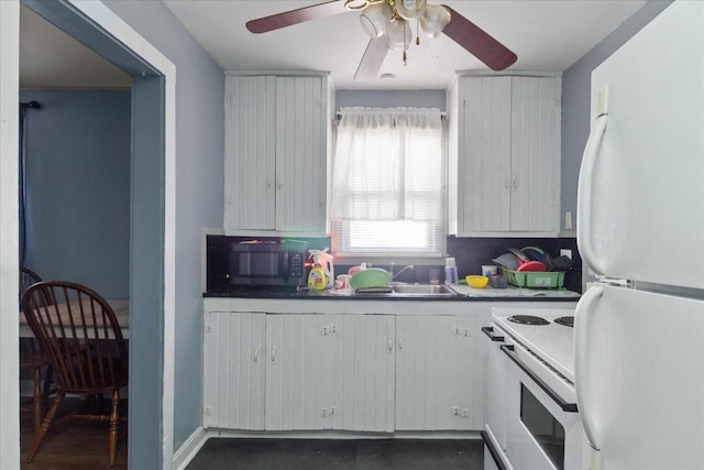 525 Maple St, Lewisburg, TN 37091 - kitchen featuring white appliances, ceiling fan, and a sink