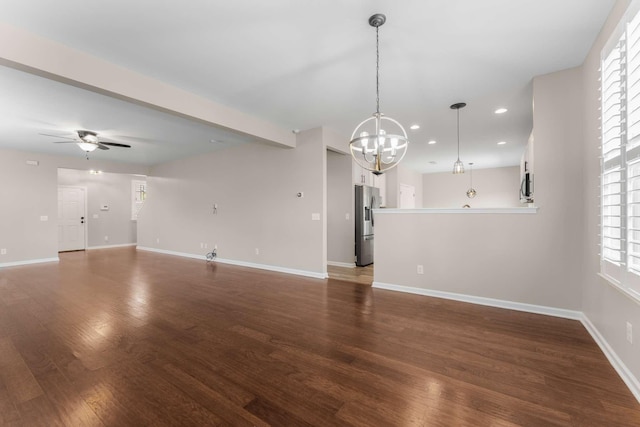 1205 Riverbirch Way, Hermitage, TN 37076 - unfurnished living room with recessed lighting, ceiling fan, wood finished floors, and healthy amount of natural light