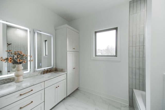 1465 Smith Rd, Lebanon, TN 37087 - bathroom with vanity, marble finish floors, and baseboards
