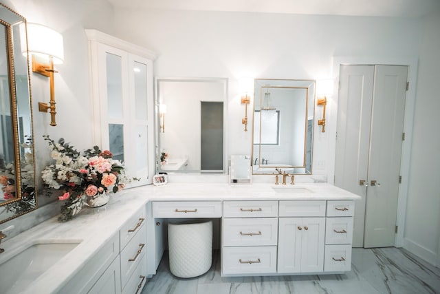1465 Smith Rd, Lebanon, TN 37087 - full bathroom featuring double vanity and marble look tiles