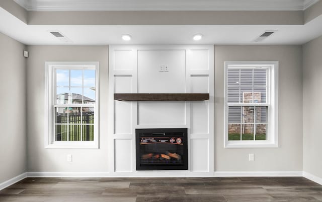 2578 Rafiki Dr, Clarksville, TN 37042 - detailed view of baseboards, a glass covered fireplace, wood finished floors, and recessed lighting