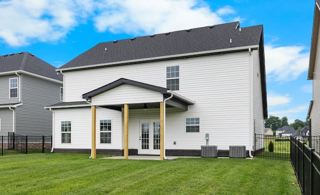2578 Rafiki Dr, Clarksville, TN 37042 - back of house with french doors, a ceiling fan, cooling unit, and a patio area