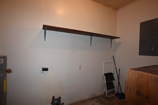 148 W Fourth Ave, Lobelville, TN 37097 - washroom featuring electric panel and water heater