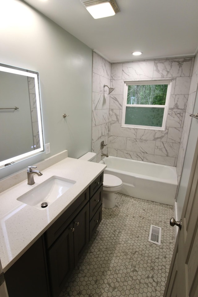 762 Austin Bottom Rd, Baxter, TN 38544 - bathroom with vanity, toilet, and shower / tub combination
