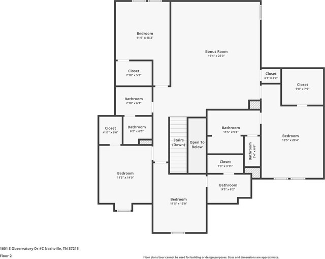 1601 S Observatory Dr Unit C, Nashville, TN 37215 - room layout