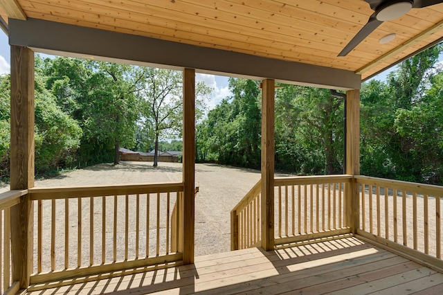 1330 Mcalpine Ave, Nashville, TN 37216 - wooden deck featuring a ceiling fan, view of scattered trees, and a patio area