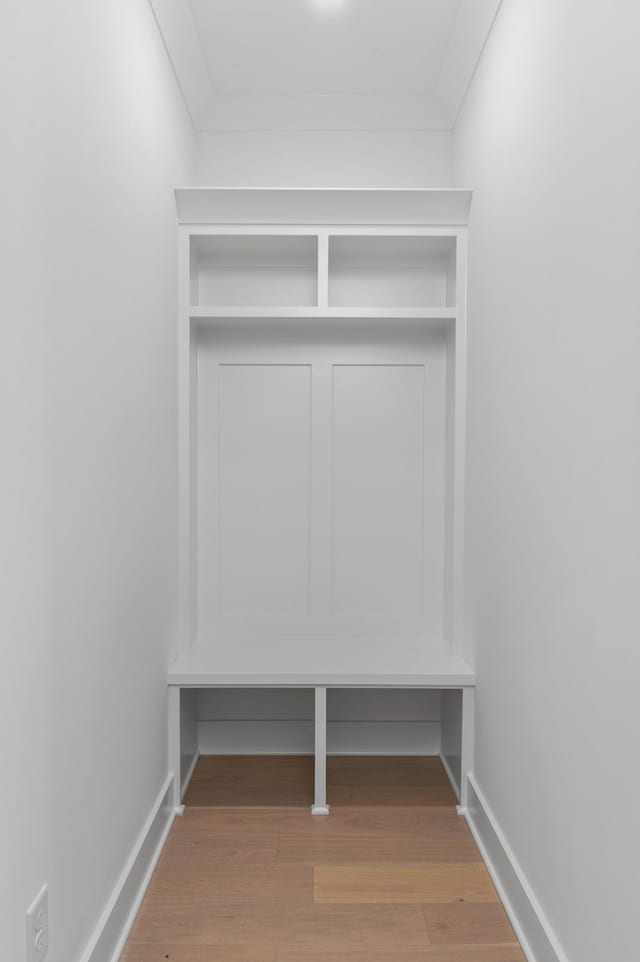 1330 Mcalpine Ave, Nashville, TN 37216 - mudroom with wood finished floors, baseboards, and ornamental molding