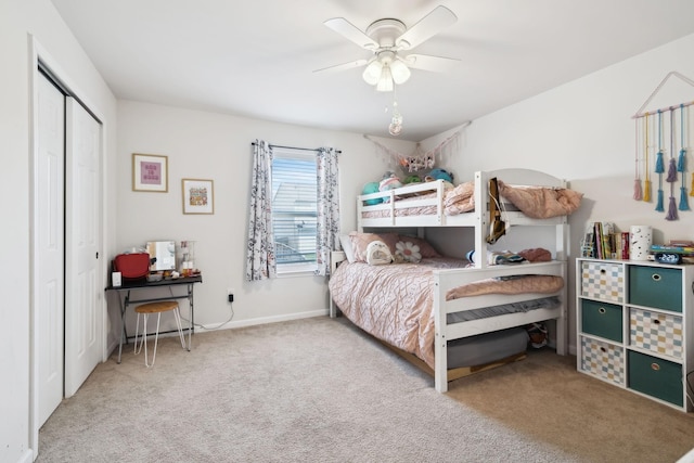 390 Owl Dr, Lebanon, TN 37087 - carpeted bedroom featuring a closet, a ceiling fan, and baseboards
