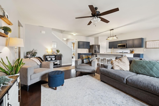 390 Owl Dr, Lebanon, TN 37087 - living area featuring wood-type flooring and a ceiling fan