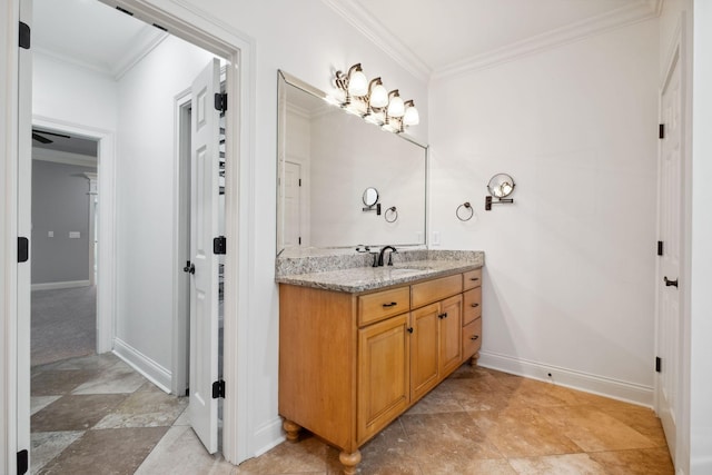 3334 Granite Springs Way, Murfreesboro, TN 37130 - bathroom with crown molding, vanity, and baseboards