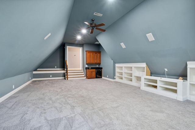 3334 Granite Springs Way, Murfreesboro, TN 37130 - additional living space with lofted ceiling, carpet floors, ceiling fan, and baseboards