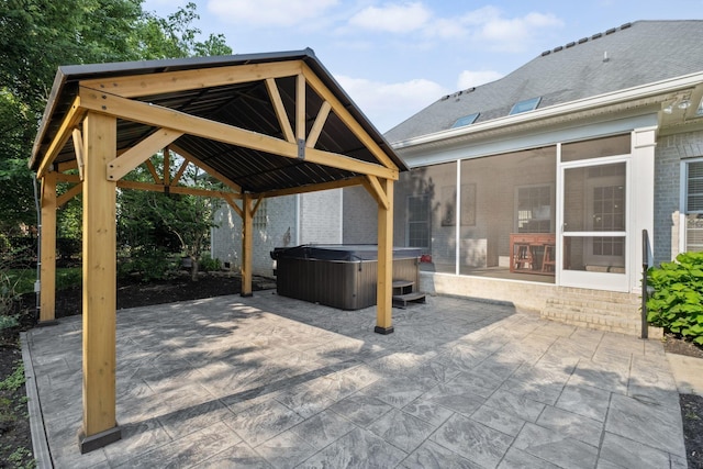 3334 Granite Springs Way, Murfreesboro, TN 37130 - view of patio / terrace with a hot tub, a sunroom, and a gazebo
