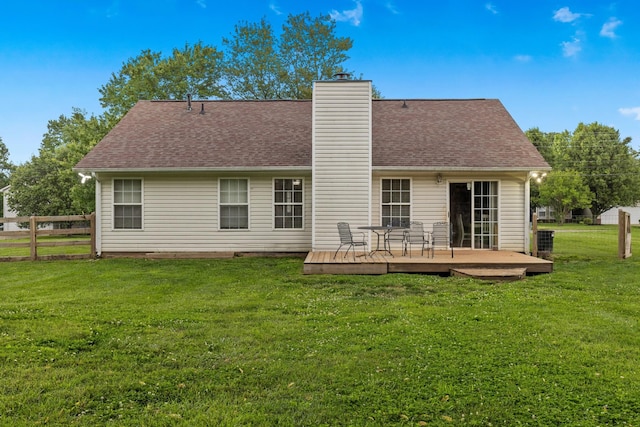 105 Patana Dr, White House, TN 37188 - back of house featuring a deck, a chimney, and roof with shingles