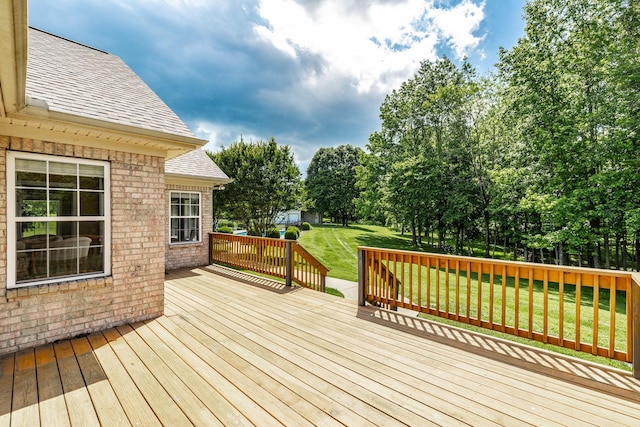 3505 Grove Park Dr, College Grove, TN 37046 - deck featuring a yard and view of wooded area