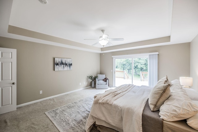 3505 Grove Park Dr, College Grove, TN 37046 - bedroom featuring a raised ceiling, carpet flooring, access to outside, and baseboards