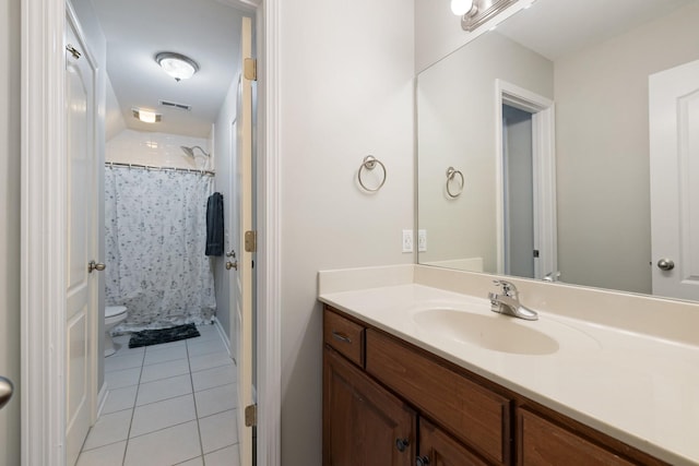 4702 Garcia Blvd, Murfreesboro, TN 37128 - bathroom featuring toilet, tile patterned flooring, vanity, and a shower with curtain