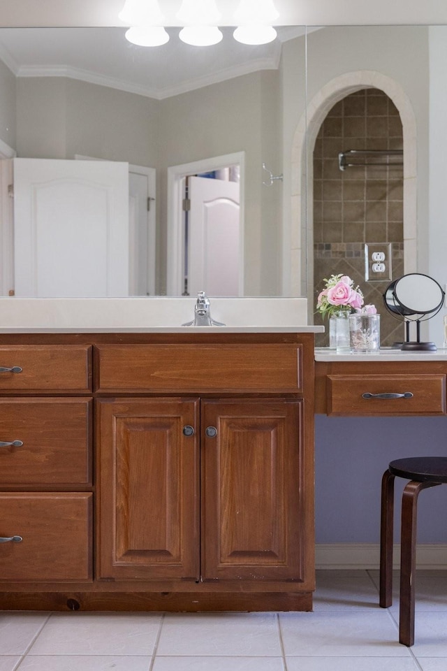 4702 Garcia Blvd, Murfreesboro, TN 37128 - bathroom featuring ornamental molding, tile patterned flooring, and vanity