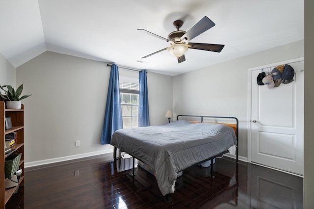 4702 Garcia Blvd, Murfreesboro, TN 37128 - bedroom with wood finished floors, baseboards, ceiling fan, and lofted ceiling