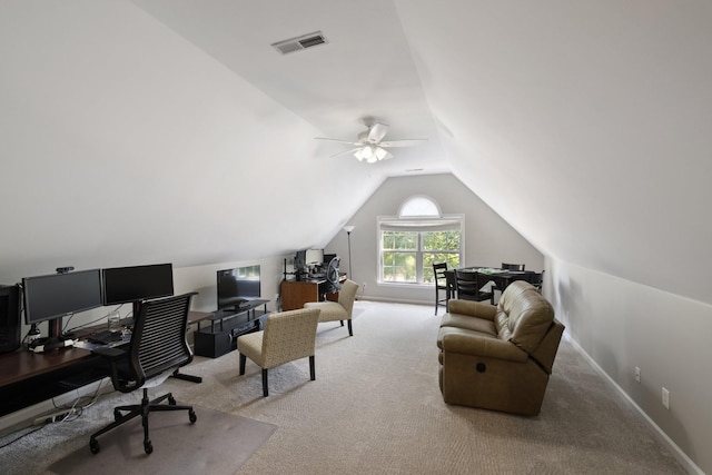 4702 Garcia Blvd, Murfreesboro, TN 37128 - carpeted office featuring vaulted ceiling, a ceiling fan, and baseboards