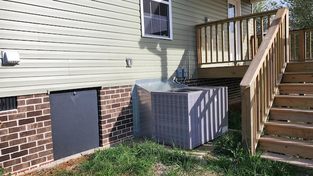 171 Ashmore Rd, Summertown, TN 38483 - view of side of home featuring stairway, cooling unit, crawl space, and a wooden deck