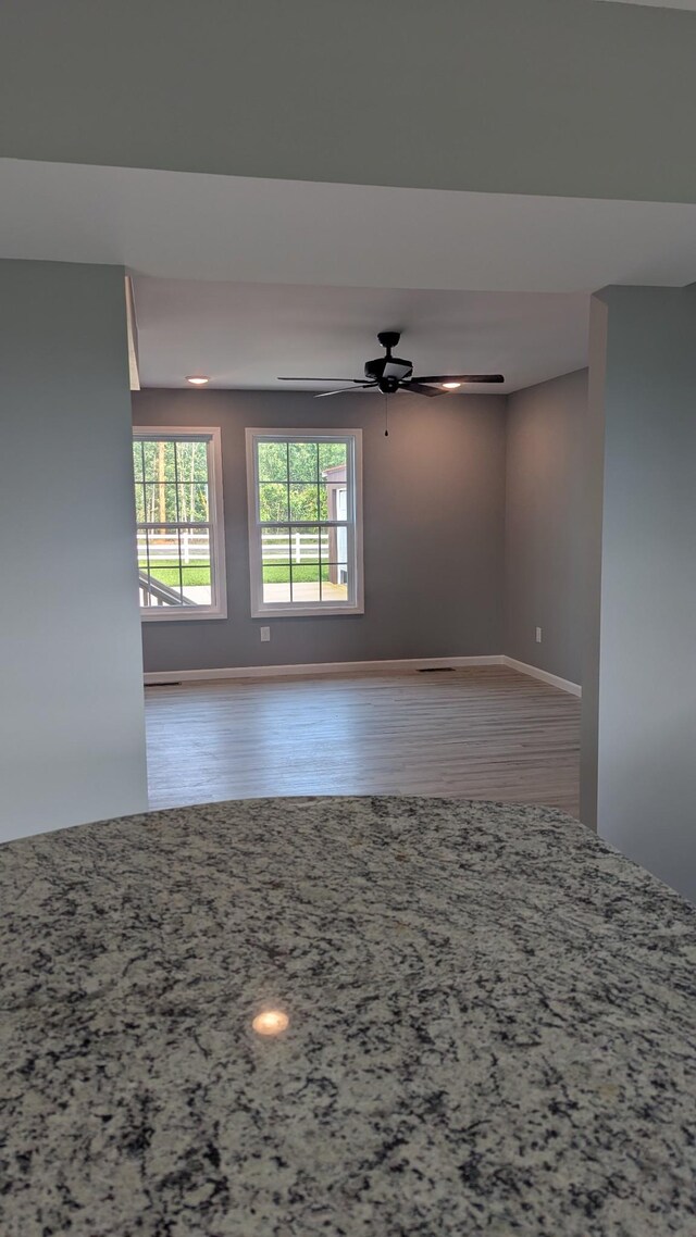 171 Ashmore Rd, Summertown, TN 38483 - spare room featuring wood finished floors, ceiling fan, and baseboards