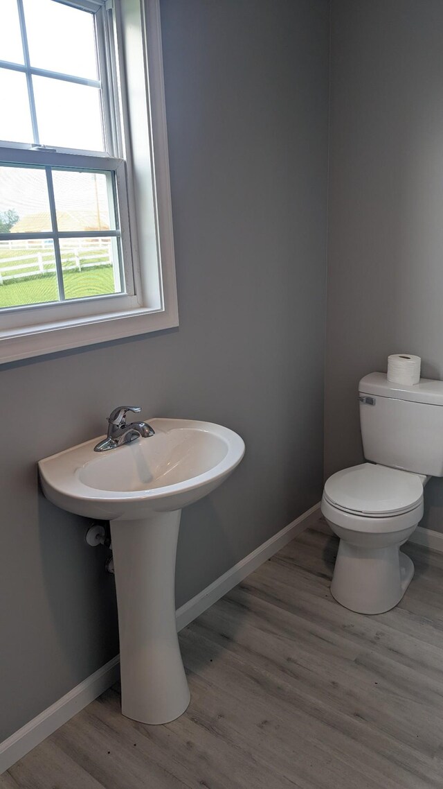 171 Ashmore Rd, Summertown, TN 38483 - half bath featuring wood finished floors, toilet, baseboards, and a sink