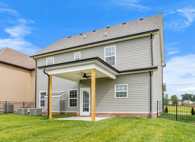 2586 Rafiki Dr, Clarksville, TN 37042 - rear view of house with ceiling fan, central AC, and a patio area