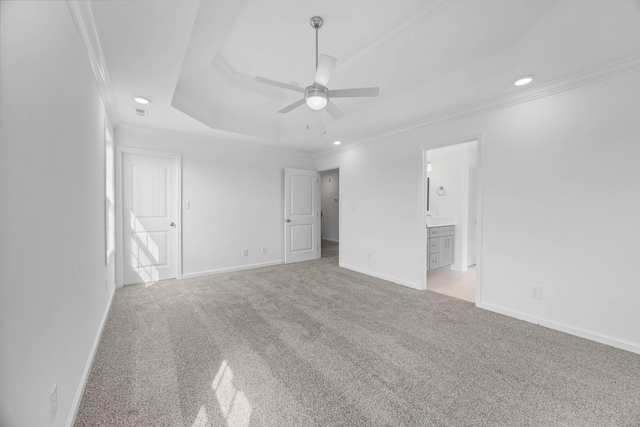 2582 Rafiki Dr, Clarksville, TN 37042 - unfurnished bedroom featuring ornamental molding, carpet floors, a raised ceiling, recessed lighting, and baseboards