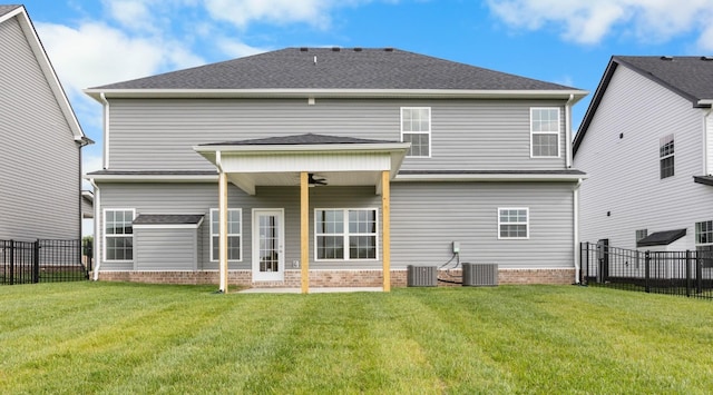 2582 Rafiki Dr, Clarksville, TN 37042 - rear view of house featuring ceiling fan, central AC unit, and roof with shingles