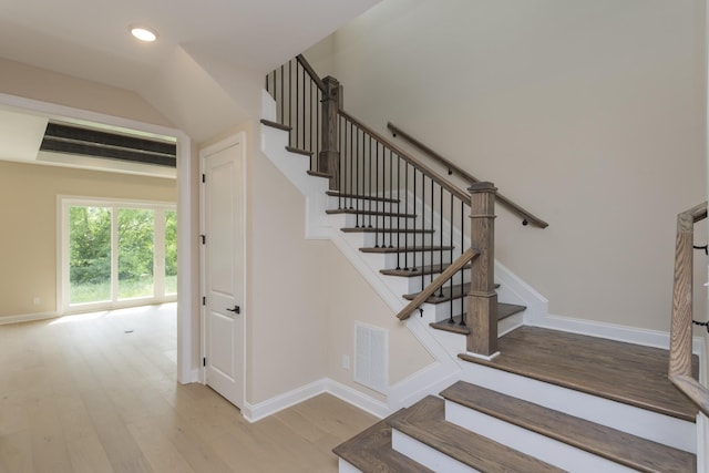 5962 Hunt Valley Dr, Spring Hill, TN 37174 - stairway featuring wood finished floors, baseboards, and recessed lighting