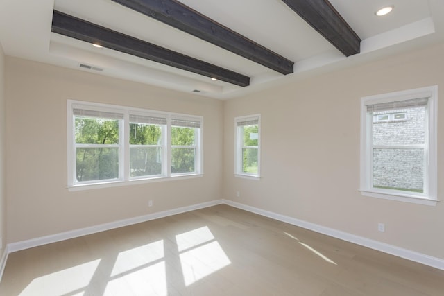 5962 Hunt Valley Dr, Spring Hill, TN 37174 - unfurnished room with beam ceiling, baseboards, recessed lighting, and wood finished floors