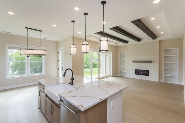 5962 Hunt Valley Dr, Spring Hill, TN 37174 - kitchen with a sink, stainless steel dishwasher, healthy amount of natural light, light wood finished floors, and recessed lighting