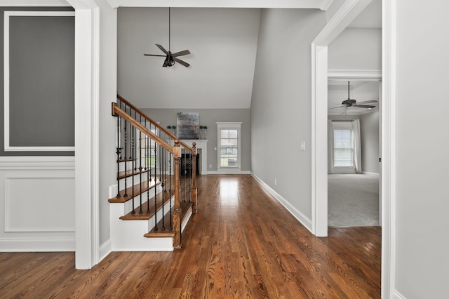 193 Knoxleigh Way, Murfreesboro, TN 37129 - foyer entrance with ceiling fan, wood finished floors, stairway, and baseboards
