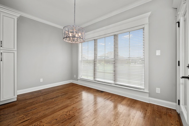 193 Knoxleigh Way, Murfreesboro, TN 37129 - unfurnished dining area featuring a chandelier, crown molding, baseboards, and dark wood finished floors