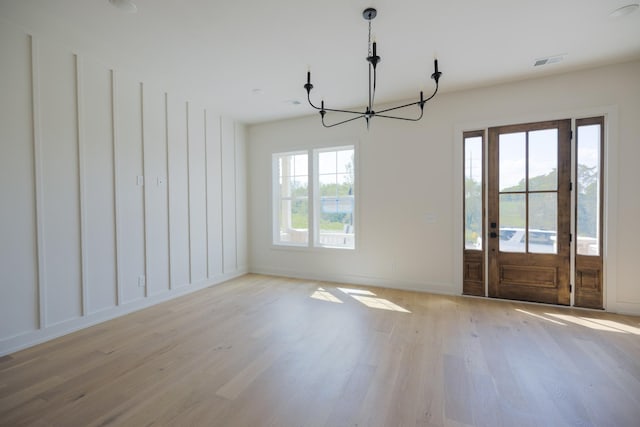 4072 Penfield Dr Unit B, Franklin, TN 37069 - unfurnished dining area with a chandelier and light wood-style floors