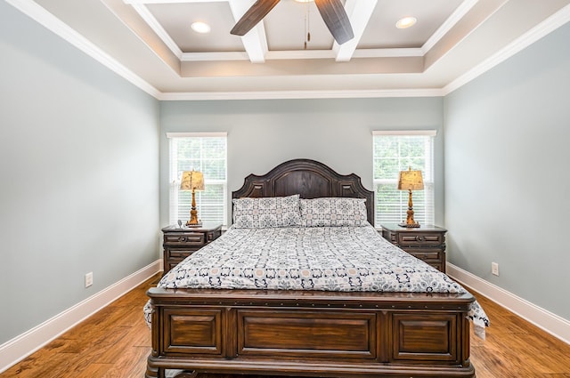 813 Stone Mill Cir, Murfreesboro, TN 37130 - bedroom with ornamental molding, light wood-style flooring, baseboards, recessed lighting, and beamed ceiling